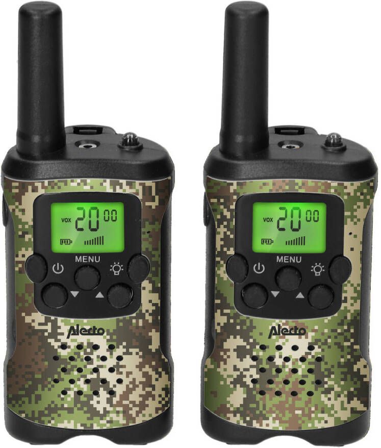 Alecto Walkie Talkie Set Voor Kinderen 2 Stuks, Tot 7 Kilometer Bereik Fr115camo Camouflage