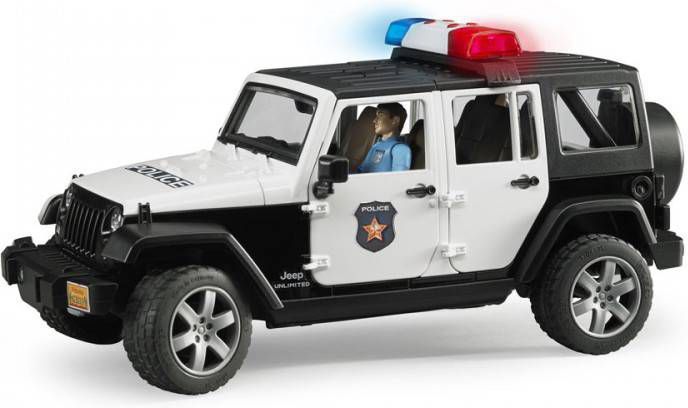 Bruder ® Politie speelgoed Jeep Wrangler politiewagen en politieagent met geluid, made in germany(set, 2 delig )