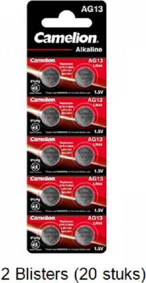 Camelion 20 Stuks(2 Blisters A 10 Stuks) Alkaline Lr44 Ag13 1.5v 0% Mecury