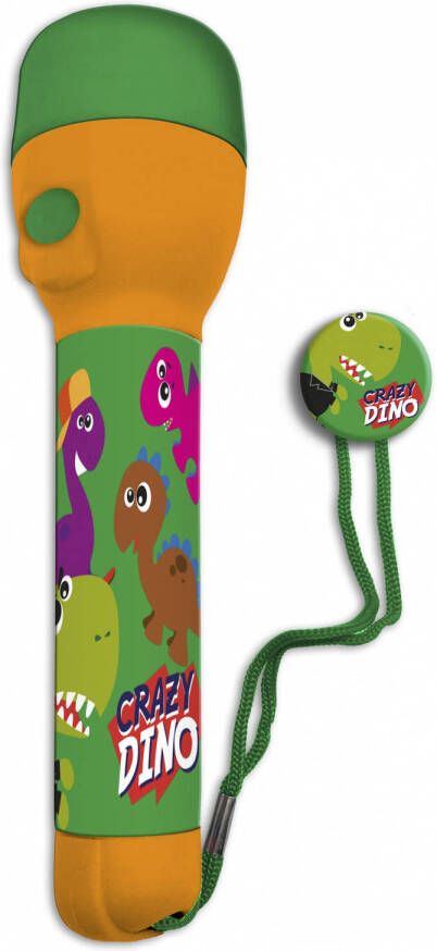 Crazy Dino Zaklamp Junior 17 Cm Oranje/groen