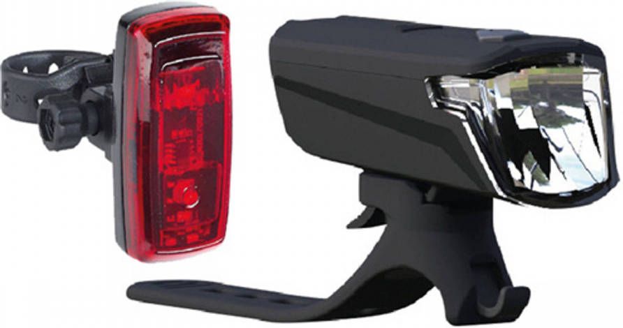 Fietsaccessoires Büchel Verlichtingsset Osram Batterij 15/30 Lux Wit/rood