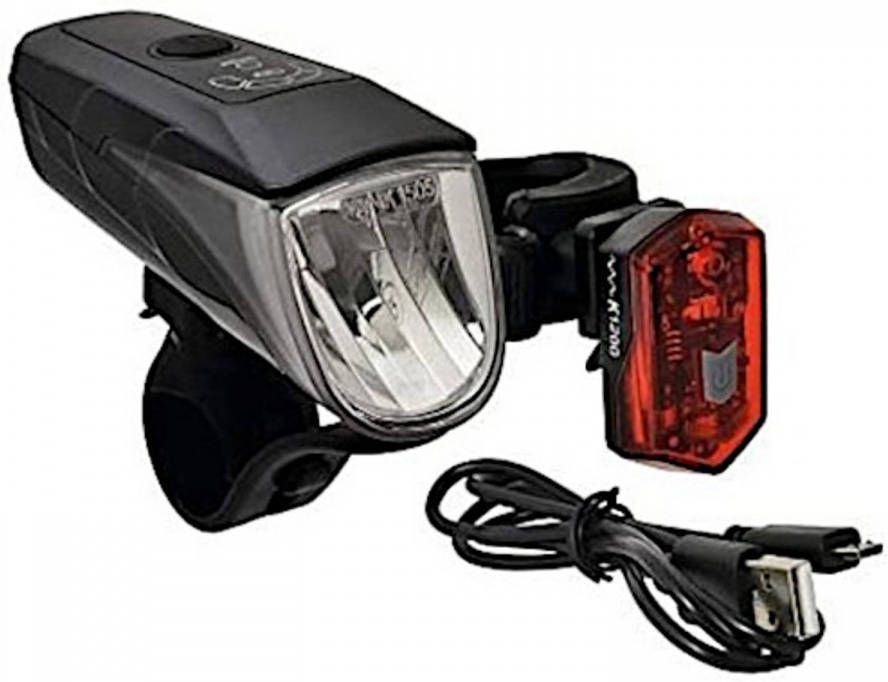 Fietsaccessoires Büchel Verlichtingsset Osram Usb 15/30 Lux Wit/rood