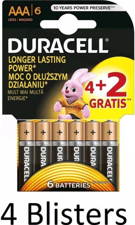 Duracell 24 Stuks(4 Blisters A 6 St) Batterijen Aaa