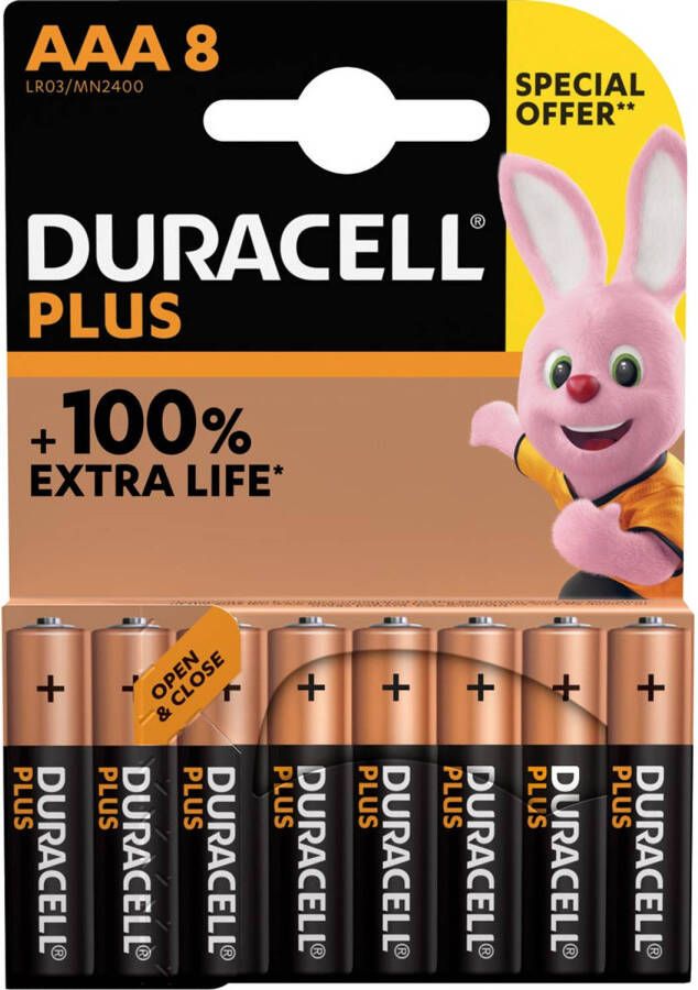 Duracell Batterij Plus 100% Aaa, Blister Van 8 Stuks 10 Stuks