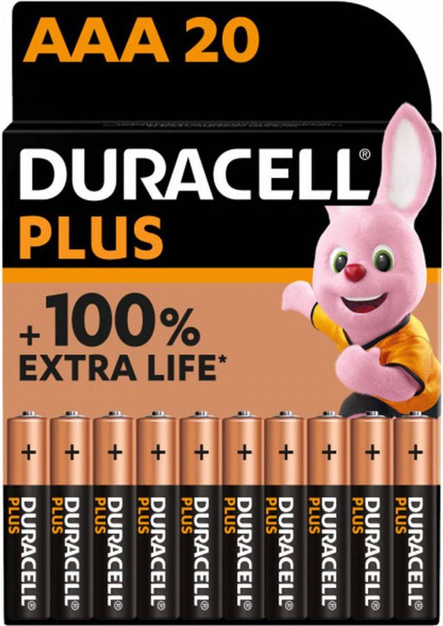 Duracell batterij Plus 100% AAA, blister van 20 stuks