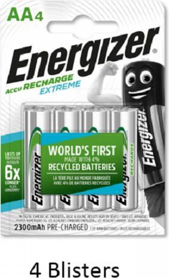 Energizer 16 Stuks(4 Blisters A 4 Stuks) Rechargeable Aa 2300 Mah Extreme Oplaadbaar