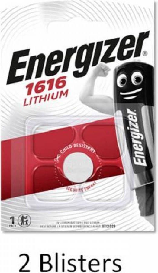 Energizer 2 Stuks(2 Blisters A 1 Stuk) Cr1616 Lithium Knoopcel 3v