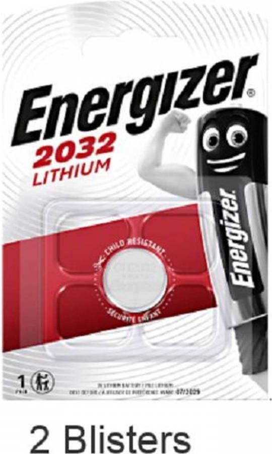 Energizer 2 Stuks(2 Blisters A 1 Stuk) Cr2032 Knoopcel Lithium 3v 240 Mah