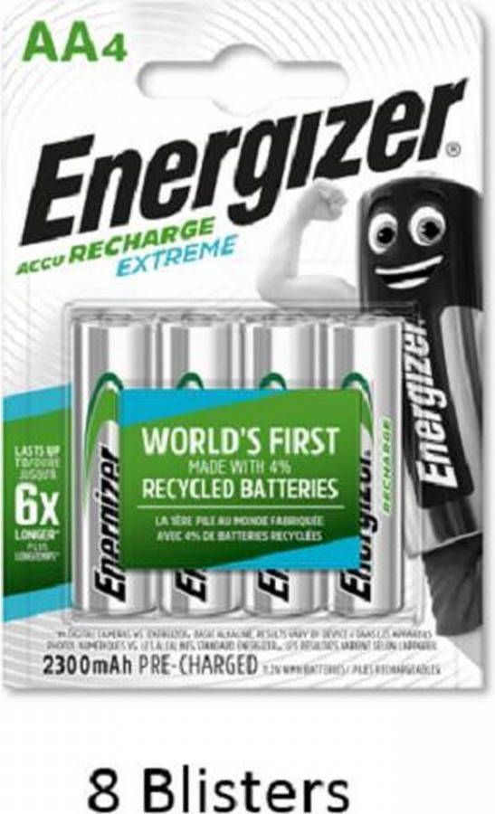 Energizer 32 Stuks(8 Blisters A 4 Stuks) Rechargeable Aa 2300 Mah Extreme Oplaadbaar