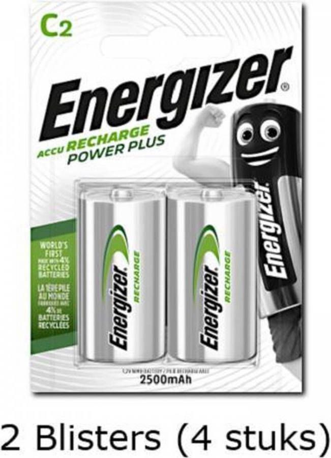 Energizer 4 Stuks(2 Blisters A 2 Stuks) C Power Plus Batterij Hr14 Oplaadbaar 1.2v 2500mah Rechargeable
