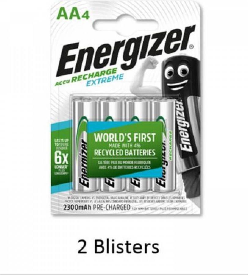Energizer 8 Stuks(2 Blisters A 4 Stuks) Rechargeable Aa 2300 Mah Extreme Oplaadbaar