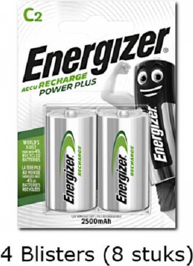 Energizer 8 Stuks(4 Blisters A 2 Stuks) C Power Plus Batterij Hr14 Oplaadbaar 1.2v 2500mah Rechargeable