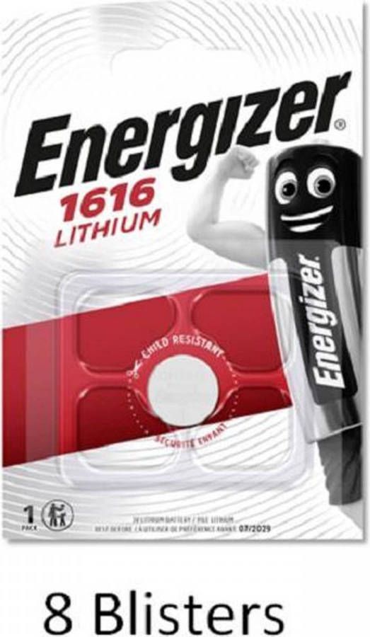 Energizer 8 Stuks(8 Blisters A 1 Stuk) Cr1616 Lithium Knoopcel 3v