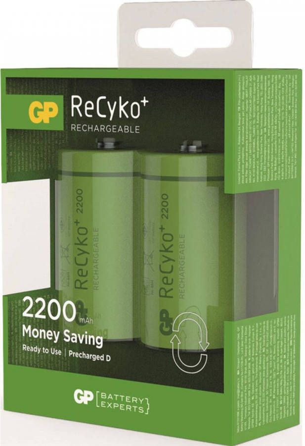 GP ReCyko+ oplaadbare D batterijen 2200 mAh 2 st 120220DHCC2