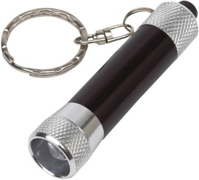 Merkloos 1x Stuks Sleutelhangers Met Mini Zaklampje Zwart Sleutelhangers