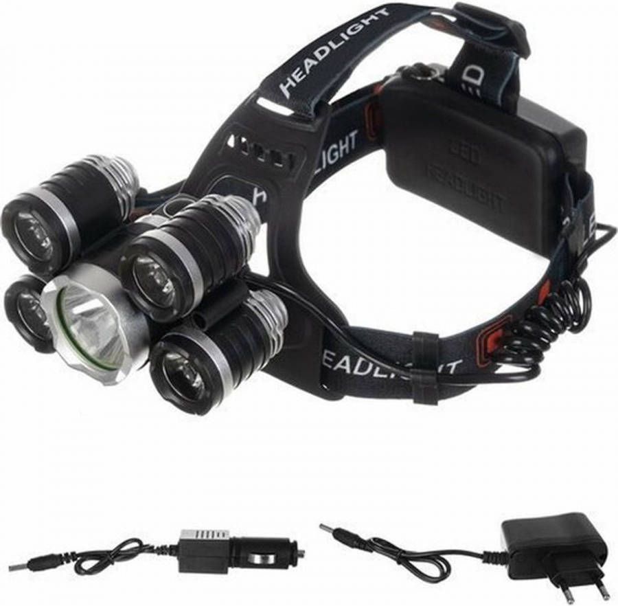 Merkloos B long Cree Xml T6 Hoofdlamp Zwart Oplaadbaar Waterbestendig Outdoor Survival Kantelbaar