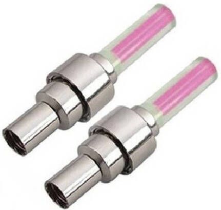 Merkloos Set Fietslichten Ventiel Kleur Roze Wiel Led Incl Batterijen Ventielverlichting/Ventiellampjes