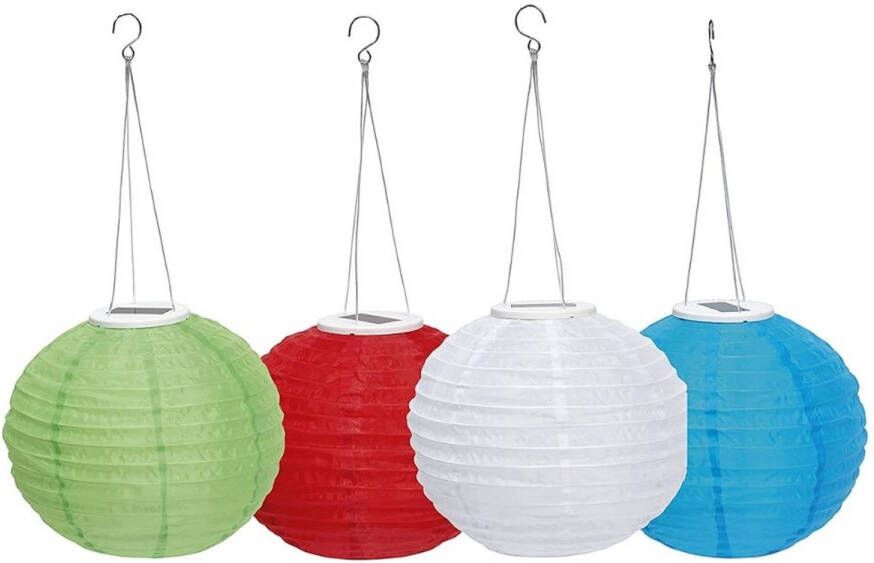 Orange85 Lampion Set van 4 Kleuren 28cm Solar LED Verlichting Kunst...