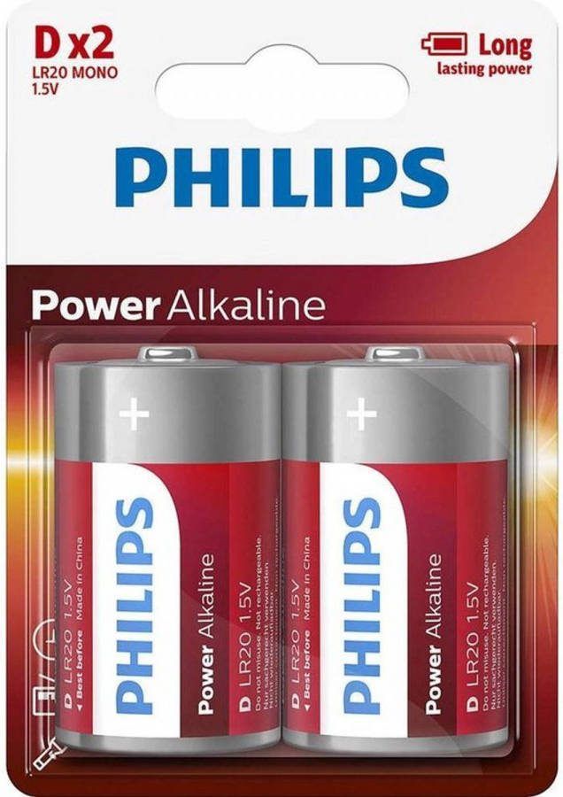 Philips 20 Stuks(10 Blisters A 2 St) Power Alkaline D Batterijen