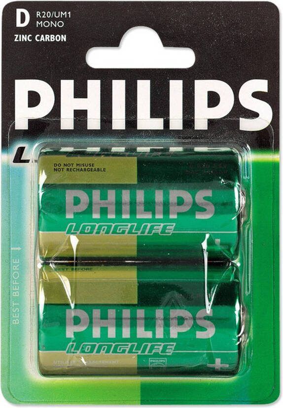 Philips Longlife D batterijen 2 Stuks