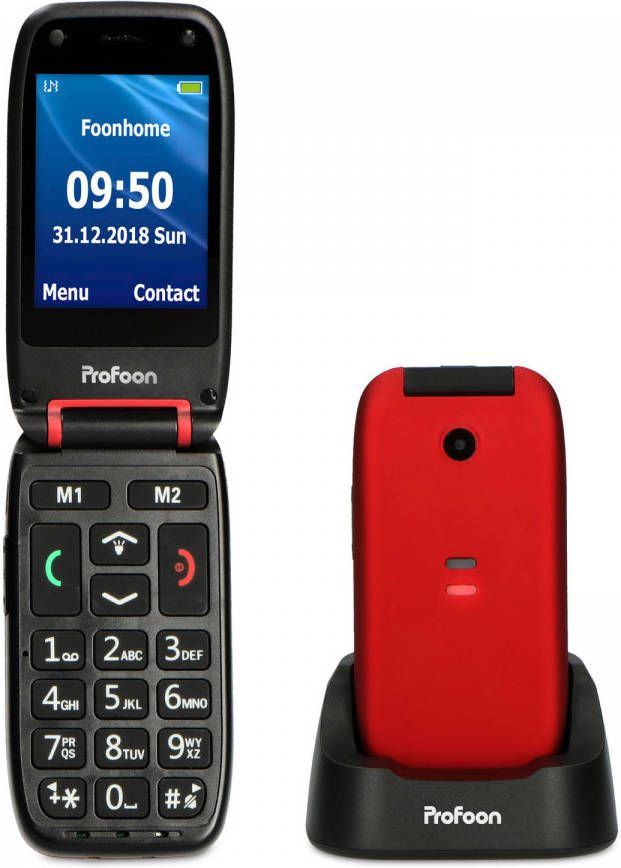 Profoon Mobiele Klaptelefoon Met Sos Noodknop Pm 665 Rood zwart