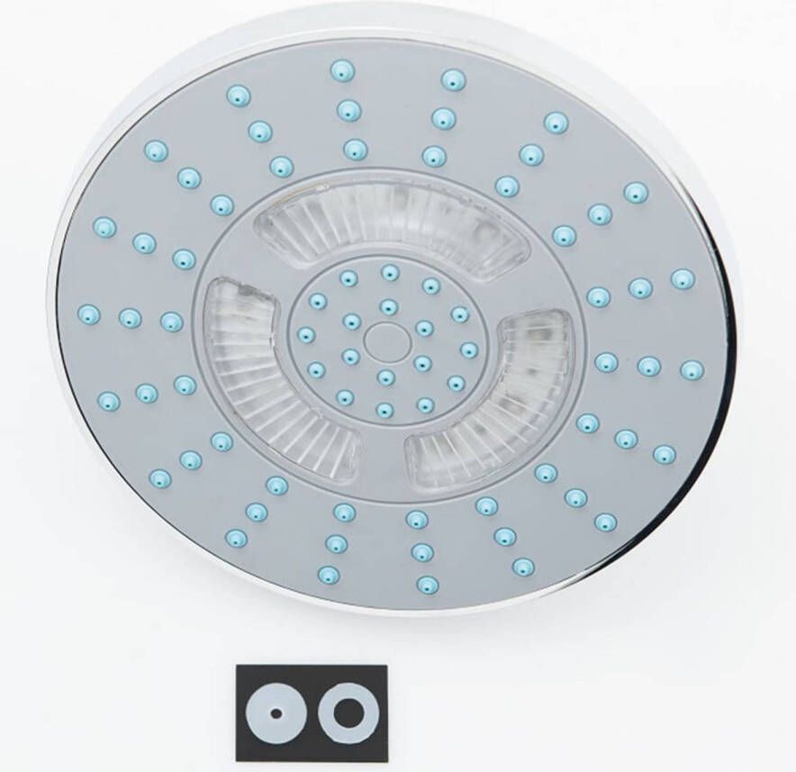 Schütte Regendouchekop Galaxis Led douchekop met antikalk noppen, regendouche met temperatuurgestuurde kleurwisseling, chroom