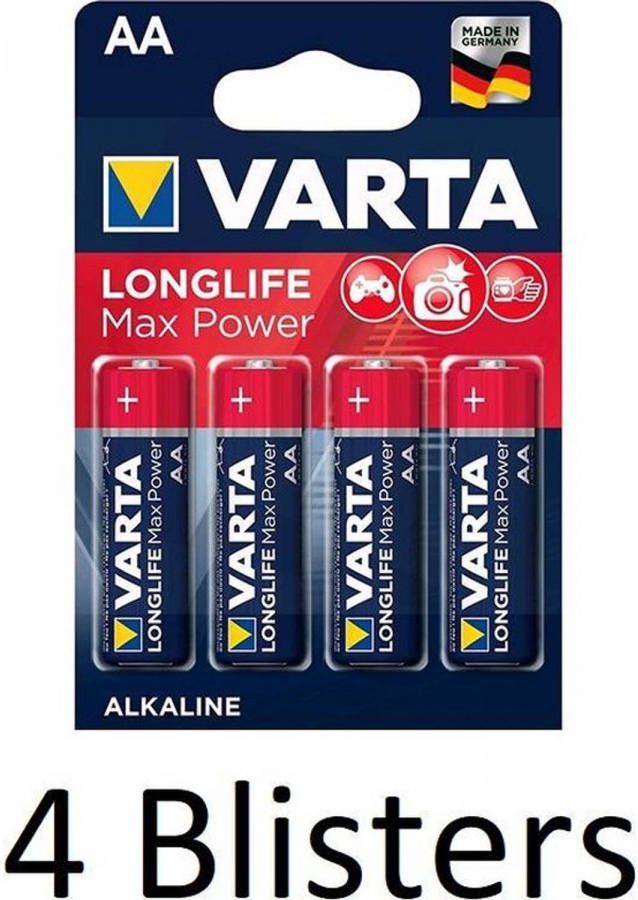 Varta Longlife Max Power Aa Batterijen 16 Stuks(4 Blisters A 4 St )