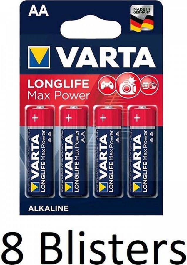 Varta Longlife Max Power Aa Batterijen 32 Stuks(8 Blisters A 4 St )