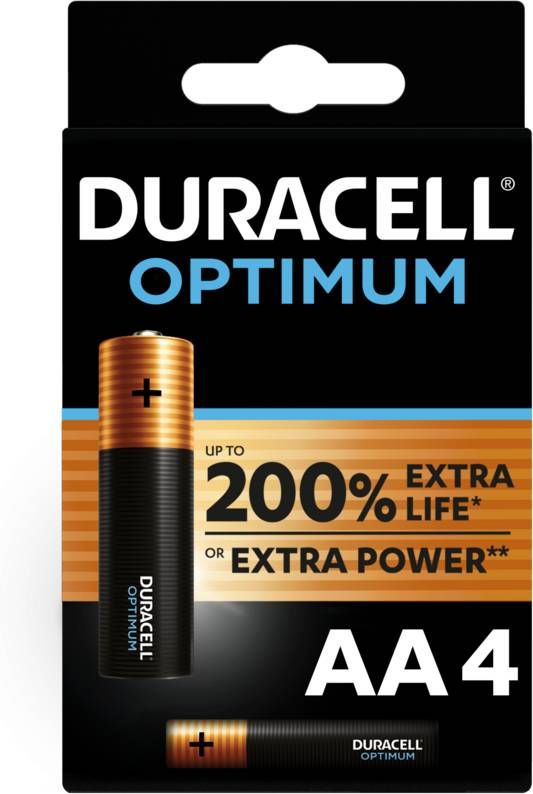 Duracell Alkaline Optimum AA batterijen 4 stuks
