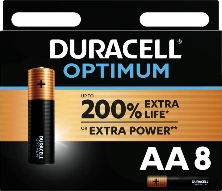 Duracell Alkaline Optimum AA batterijen 8 stuks