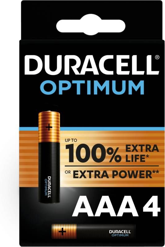 Duracell Alkaline Optimum AAA batterijen 4 stuks