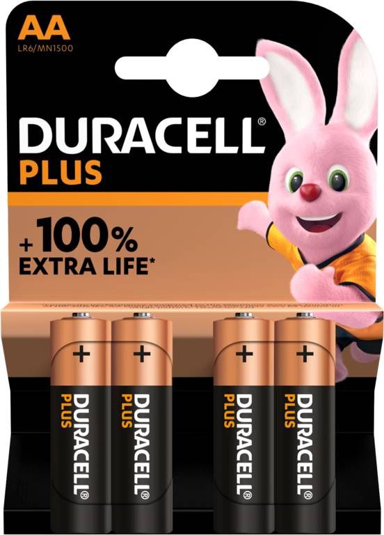 Duracell Alkaline Plus AA batterijen 4 stuks