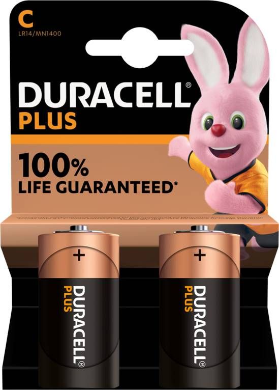 Duracell Alkaline Plus C batterijen 2 stuks