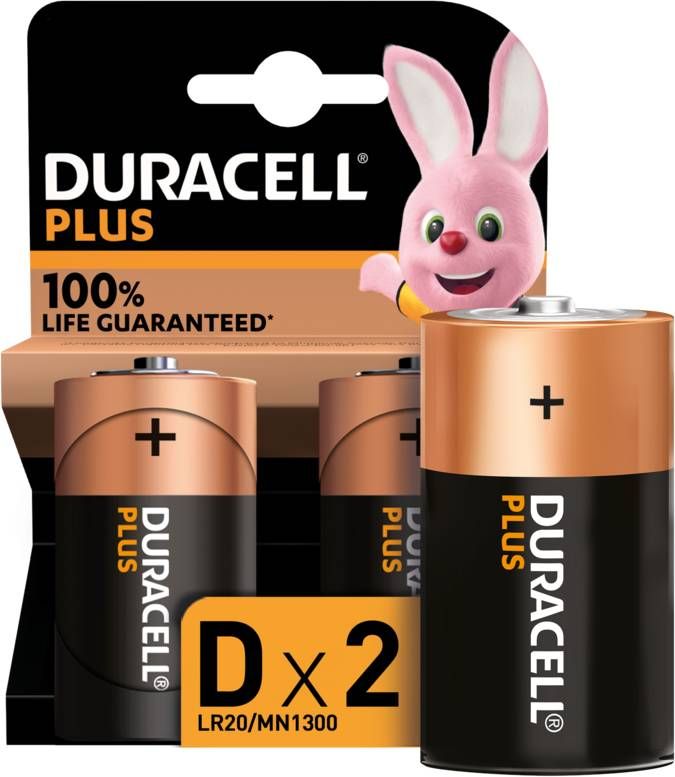 Duracell Alkaline Plus D batterijen 2 stuks