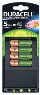 Duracell batterijlader Hi speed Expert Charger, inclusief 4 AA batterijen, op blister