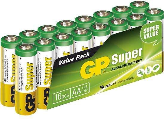 GP Alkaline Super Batterijen AA 1, 5V(16st )
