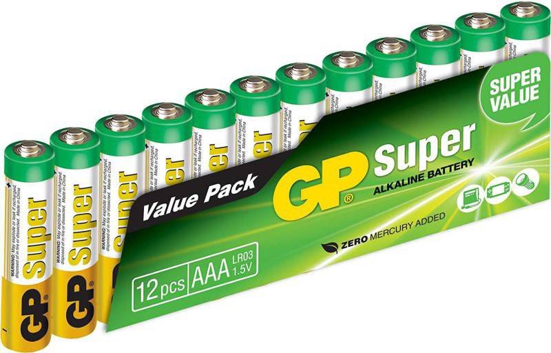 GP Alkaline Super Batterijen AAA 1, 5V(12st )