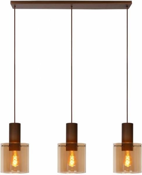 Lucide hanglamp Toledo 3 lichts amber Ø20 cm Leen Bakker