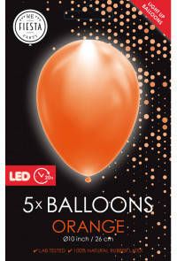 Feestbazaar Oranje Led Ballonnen(5st )