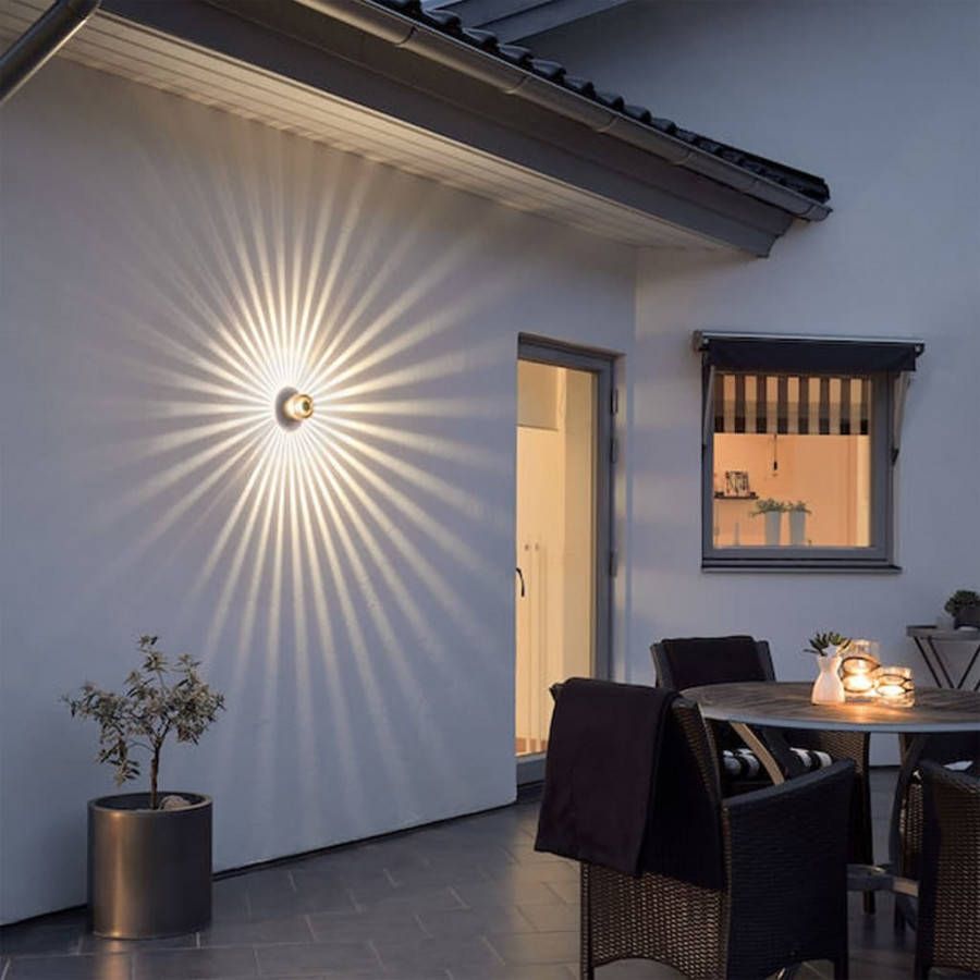 Konstsmide Buitenlamp 'Monza Round' Wandlamp, PowerLED 1 x 3W / 230V, kleur aluminium