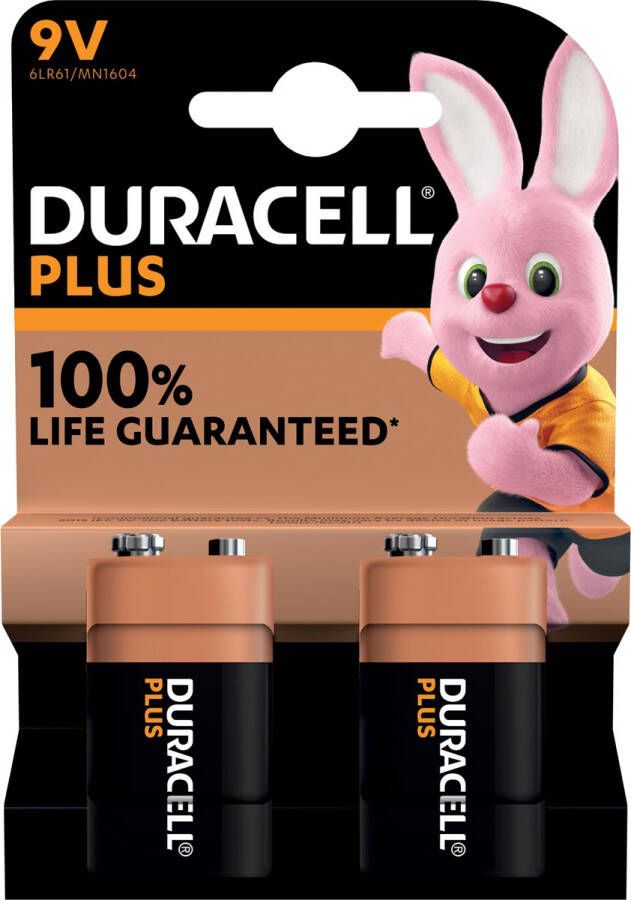 Duracell Alkalinebatterij 9 V Plus 100% 2 eenheden