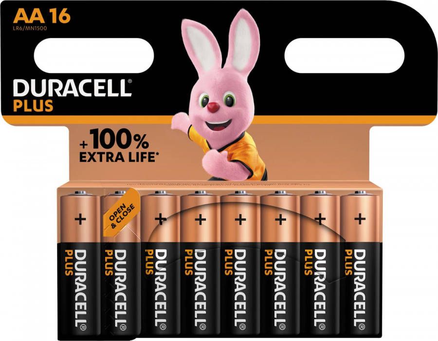 Duracell Plus Power 100 Alkaline Battery Aa Lr6 16 Unit