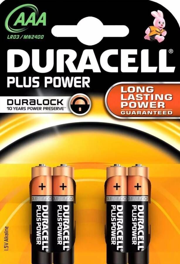 Duracell Plus Power AAA mini penlite batterij LR03/AAA 1.5v 4 stuks